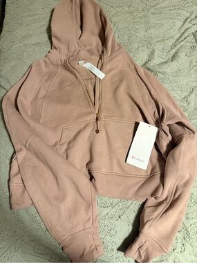 lululemon athletica Cropped Hooded Half-Zip Pullover — Mauve Pink